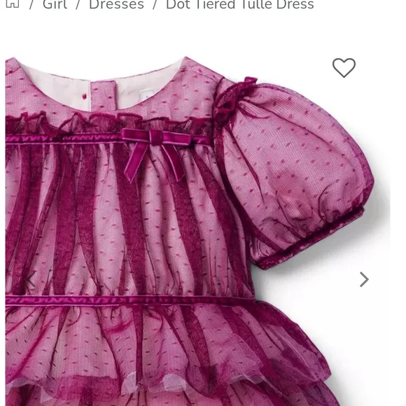 Sale 🎉🥳 4/$25 or $10 Janie & Jack Burgandy Tulle Dress Size 3T. - Picture 5 of 5